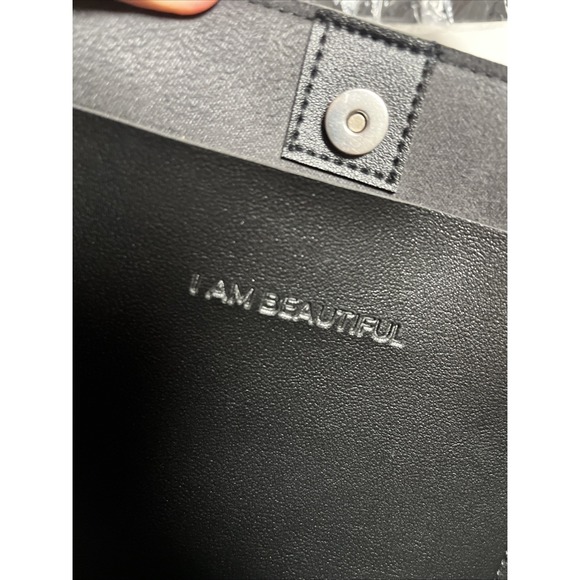 Wahine Made Co 100% Vegan Leather Black Shoulder Bag‎ 14x16 In - Picture 3 of 5